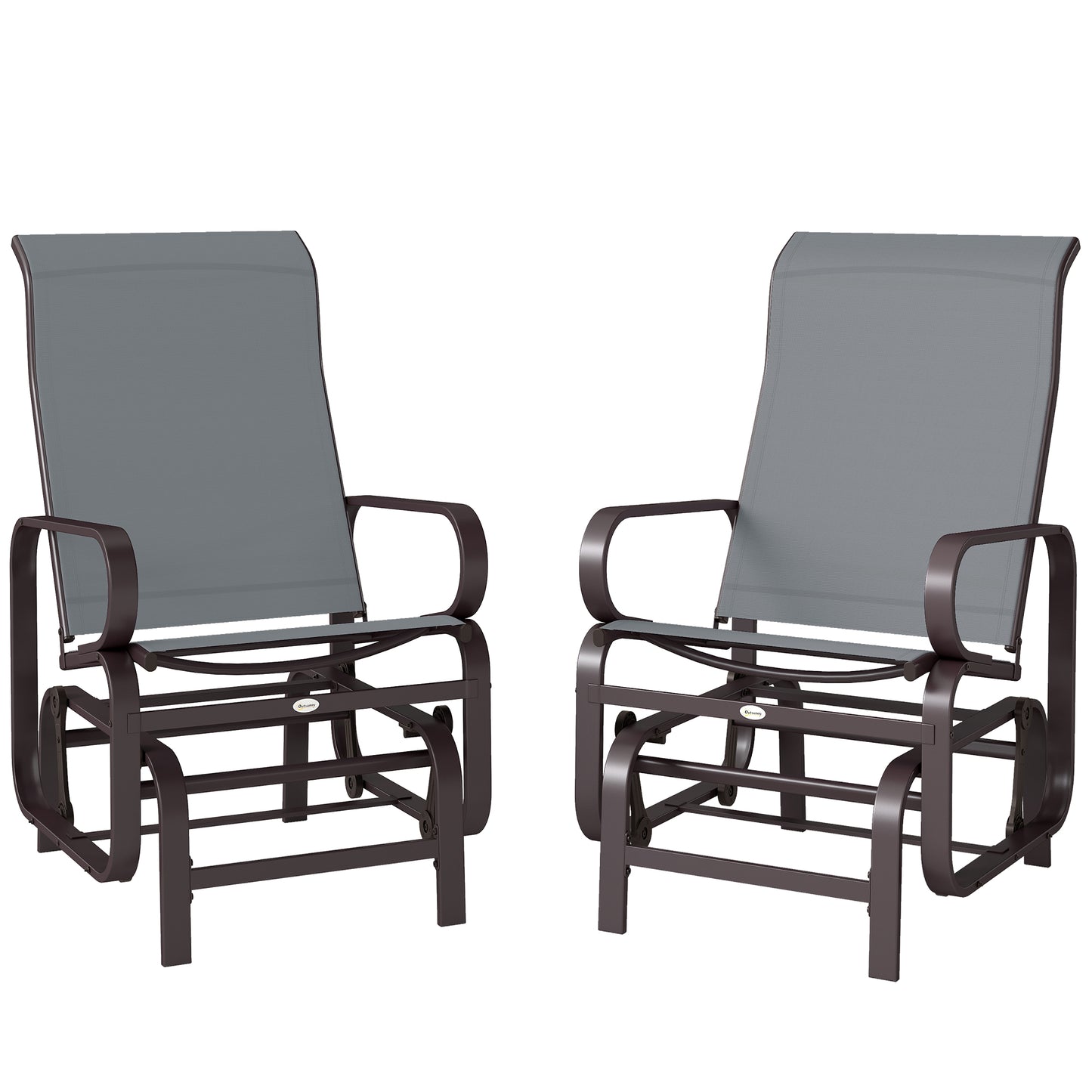 Outdoor Glider Chair Set of 2 - Lightweight Metal & Mesh, Gray