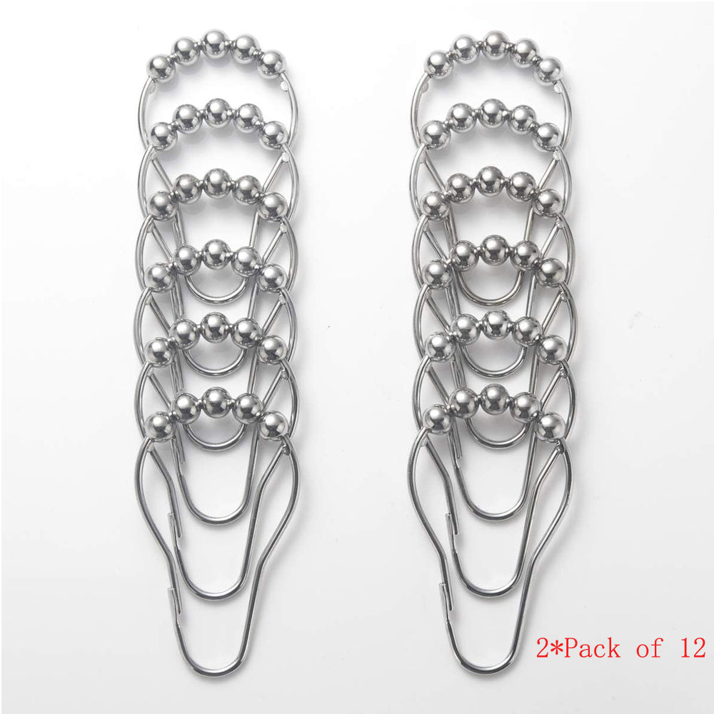 12-Piece Stainless Steel Shower Curtain Hooks Rings Set - Rustproof & Decorative