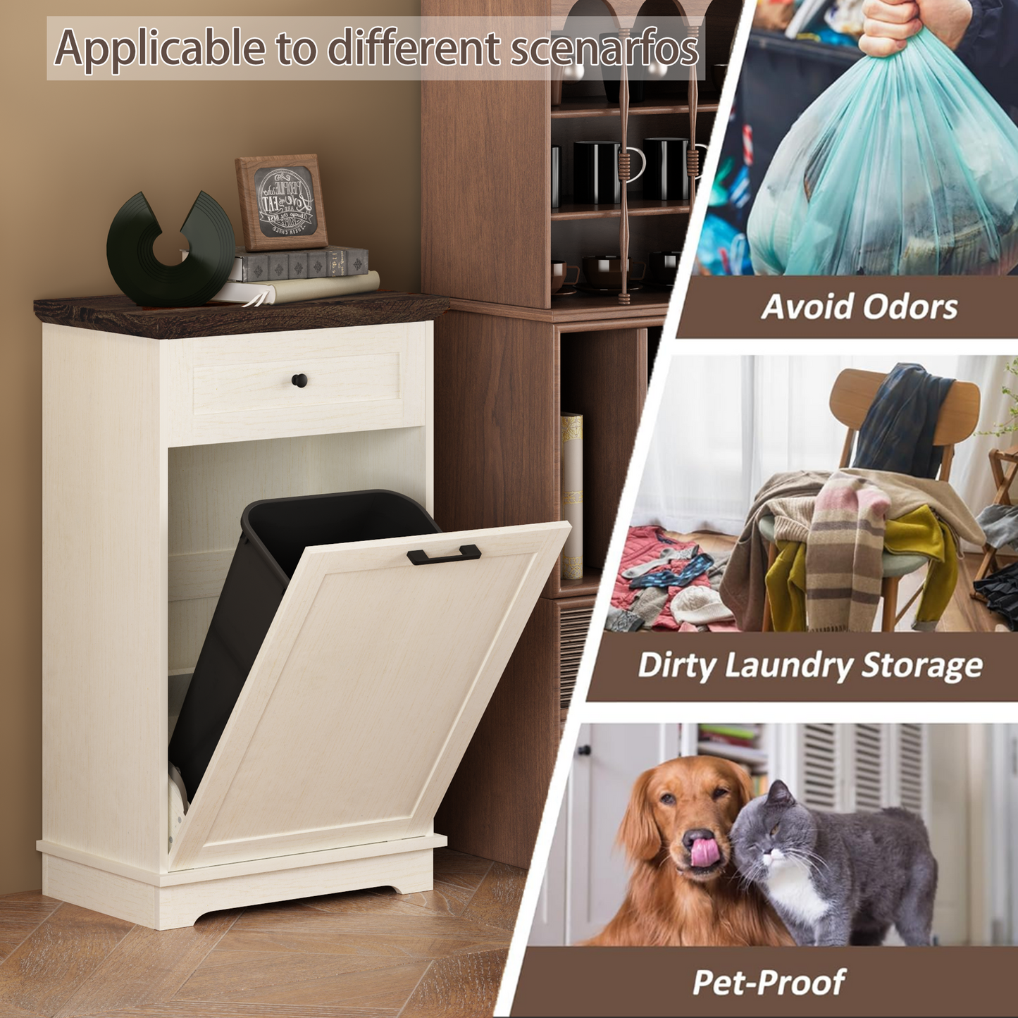 10 Gallon Tilt-Out Trash Cabinet - Antique White