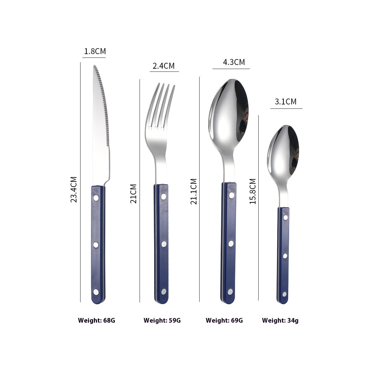 Stainless Steel Cutlery Set 4 Pieces Fork Knife Spoon Flatware Dinnerware