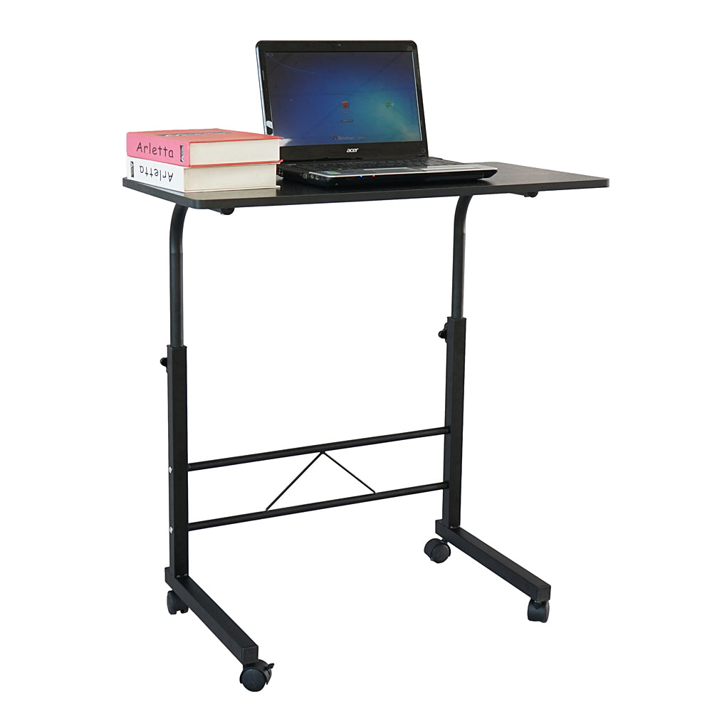 60cm Adjustable Tray Table Rolling Sofa Side Snack With Wheels