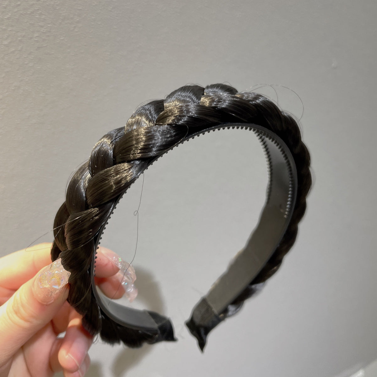 Fabric Braid Headband - Geometric Plaid Design