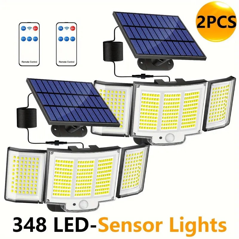 Outdoor Solar Motion Lights 348 LED Waterproof Security Floodlights with Remote