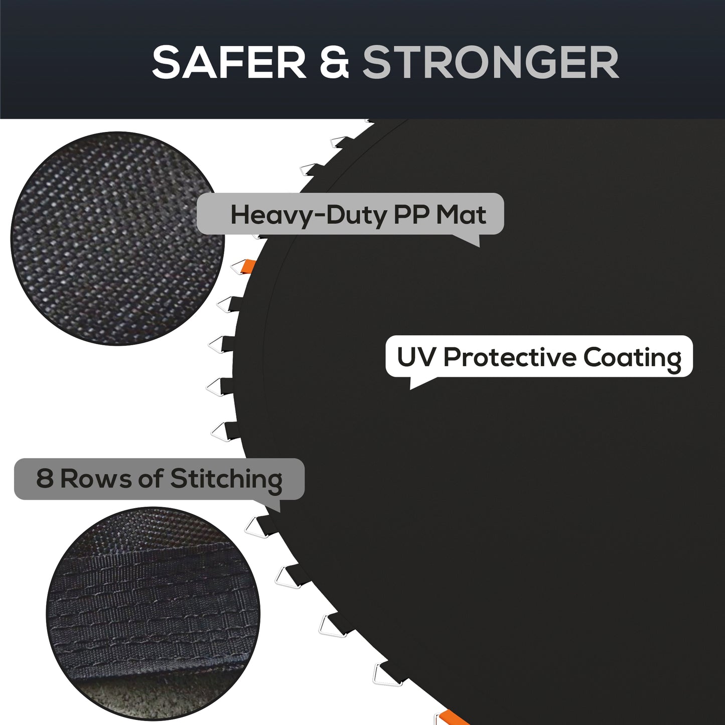 Trampoline Replacement Mat for 12' Frame - Black, 72 V-Rings