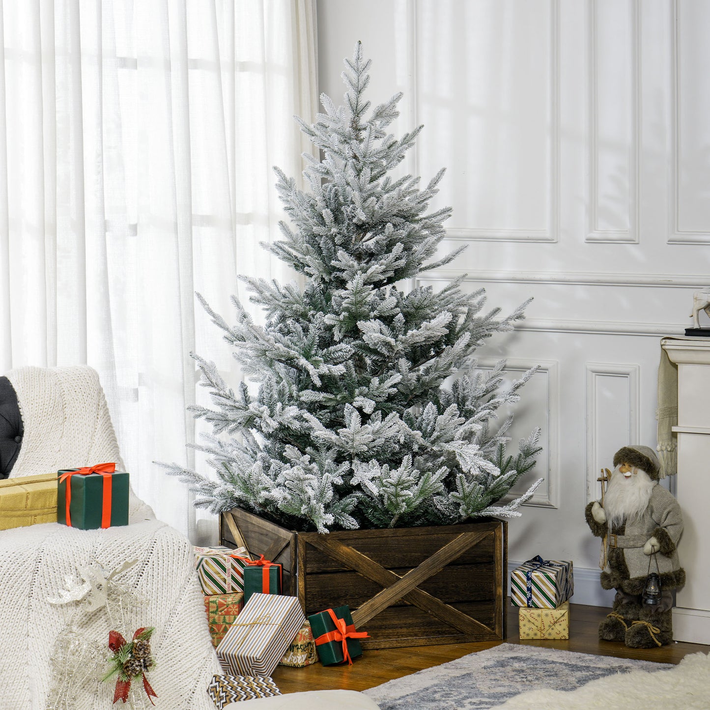6 FT Flocked Artificial Christmas Tree with 795 Tips - Green