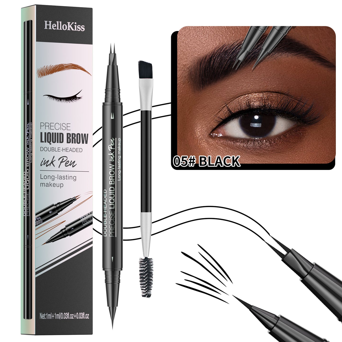 Waterproof Double-Head Eyebrow Pencil 2-in-1 Liquid & Powder Makeup Set