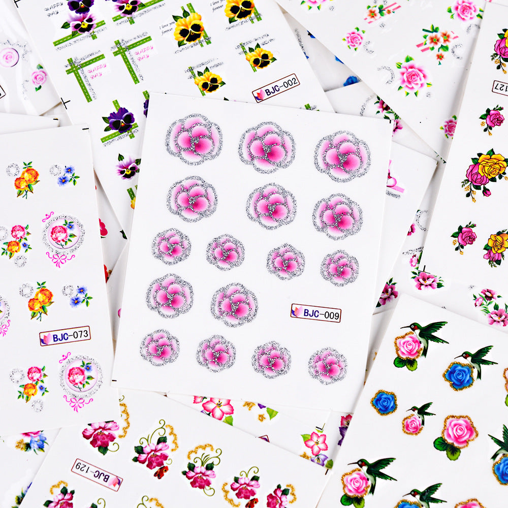 Colorful Butterfly Fruit Lace Nail Watermark Stickers - Assorted Designs