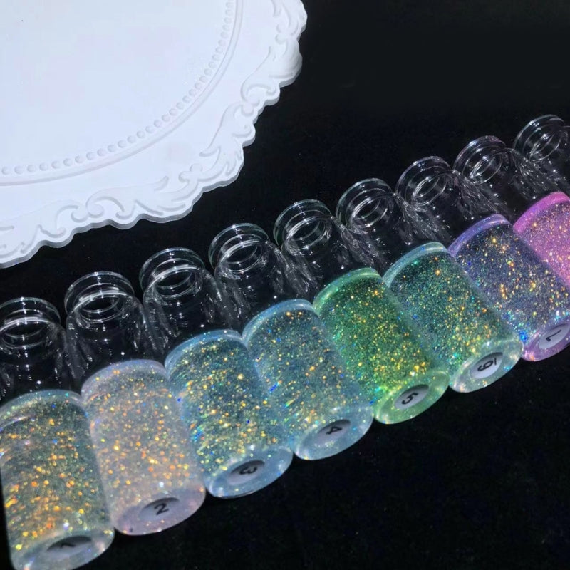 Diamond Stone Powder Nail Art Kit - 9 Color Glitter Set