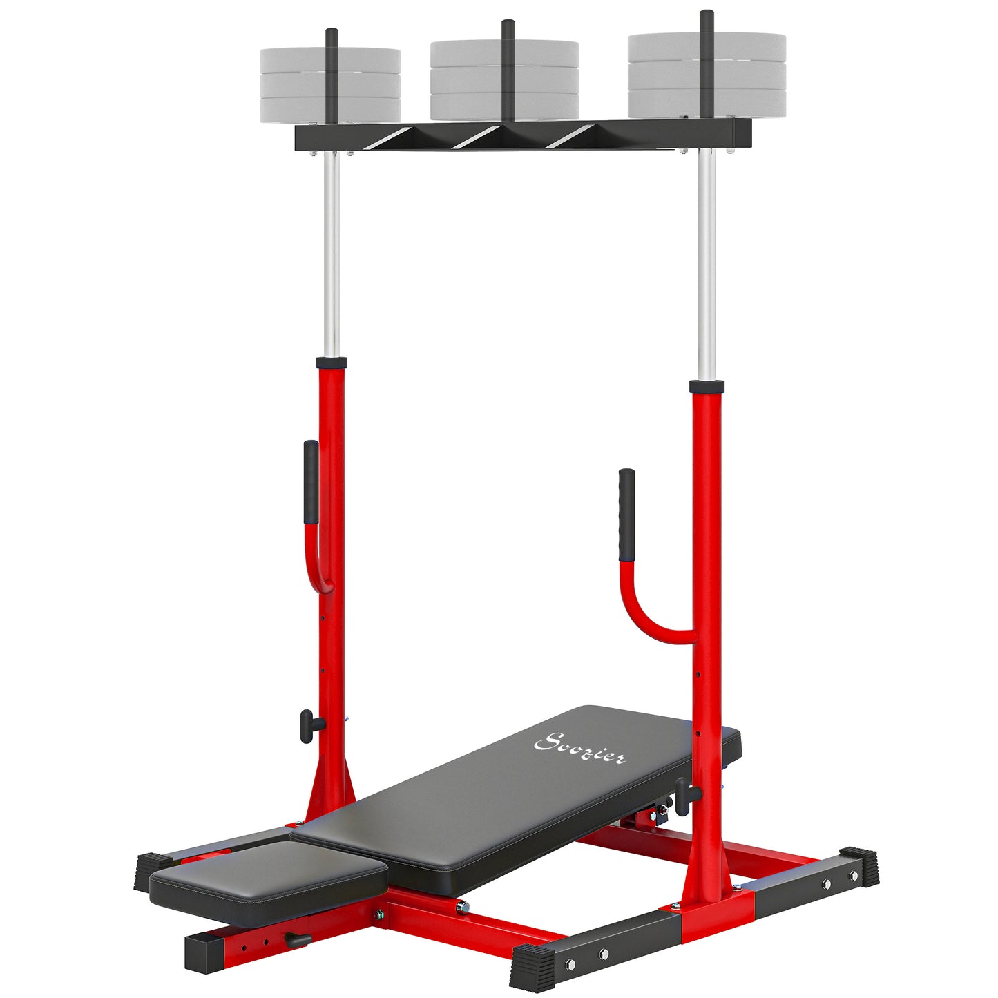 Vertical Leg Press Machine with Adjustable Positions - Red