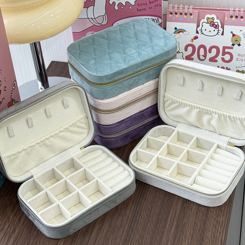 Portable Jewelry Storage Box with Velvet Interior - Compact & Stylish