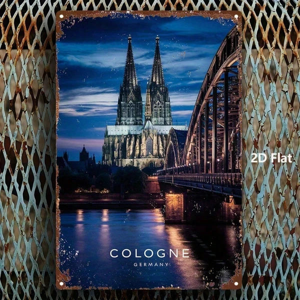 Vintage Cathedral Metal Sign - 8x12 Inch Wall Art