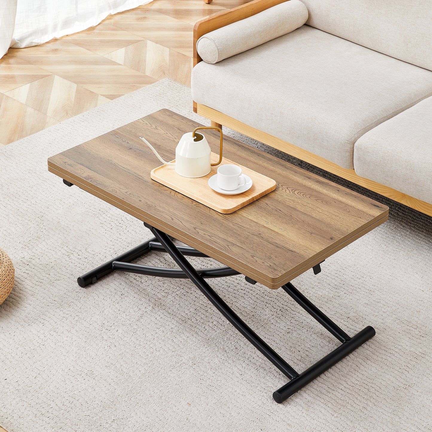 Modern Minimalist Multifunctional Lift Table With 0.8 Inch Thick MDF