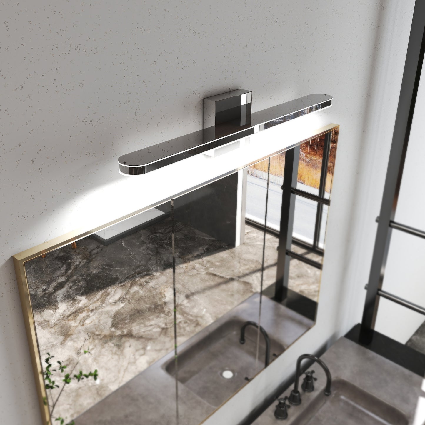 Dimmable 24 Inch Chrome LED Vanity Wall Light for Bathroom Mirror