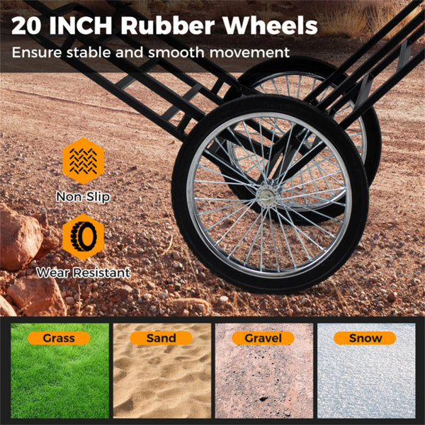 Heavy-Duty 2-Level Adjustable Game Cart with Double-Layer Structure, 550 Lbs Capacity, 20-inch Rubber Wheels
