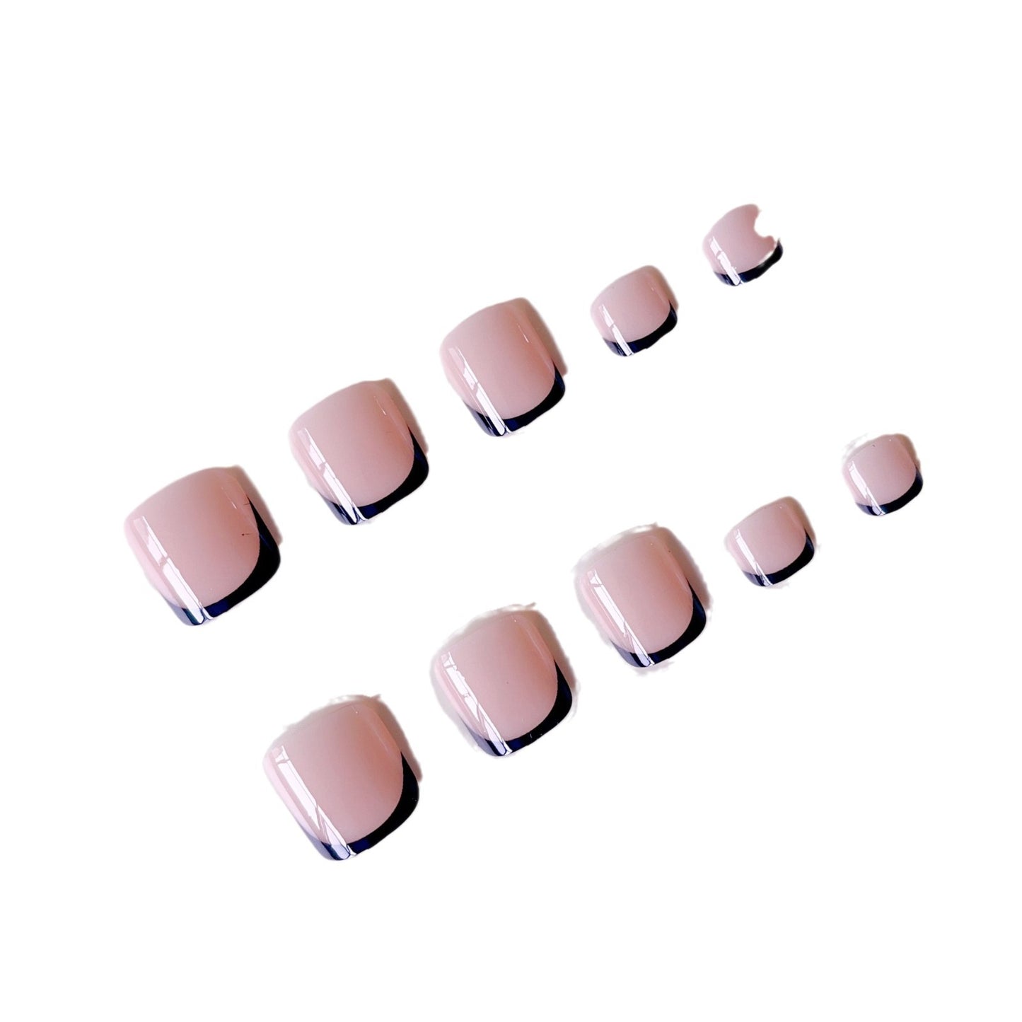 48 Pieces Manicure Set with Nail Art Tools and Glue Types - Black French Nude