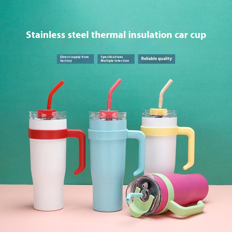 Large Capacity Stainless Steel Water Cup with Handle Strap 1L Insulated Drinkware