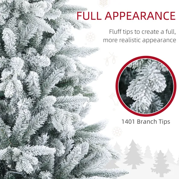 7 Ft Snow Flocked Artificial Christmas Tree - Easy Assembly