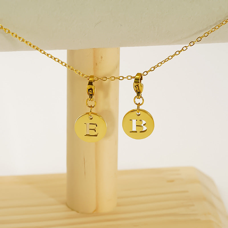 Alphabet Letter Stainless Steel Jewelry Pendant Set - Titanium Steel Bracelet & Necklace Accessories