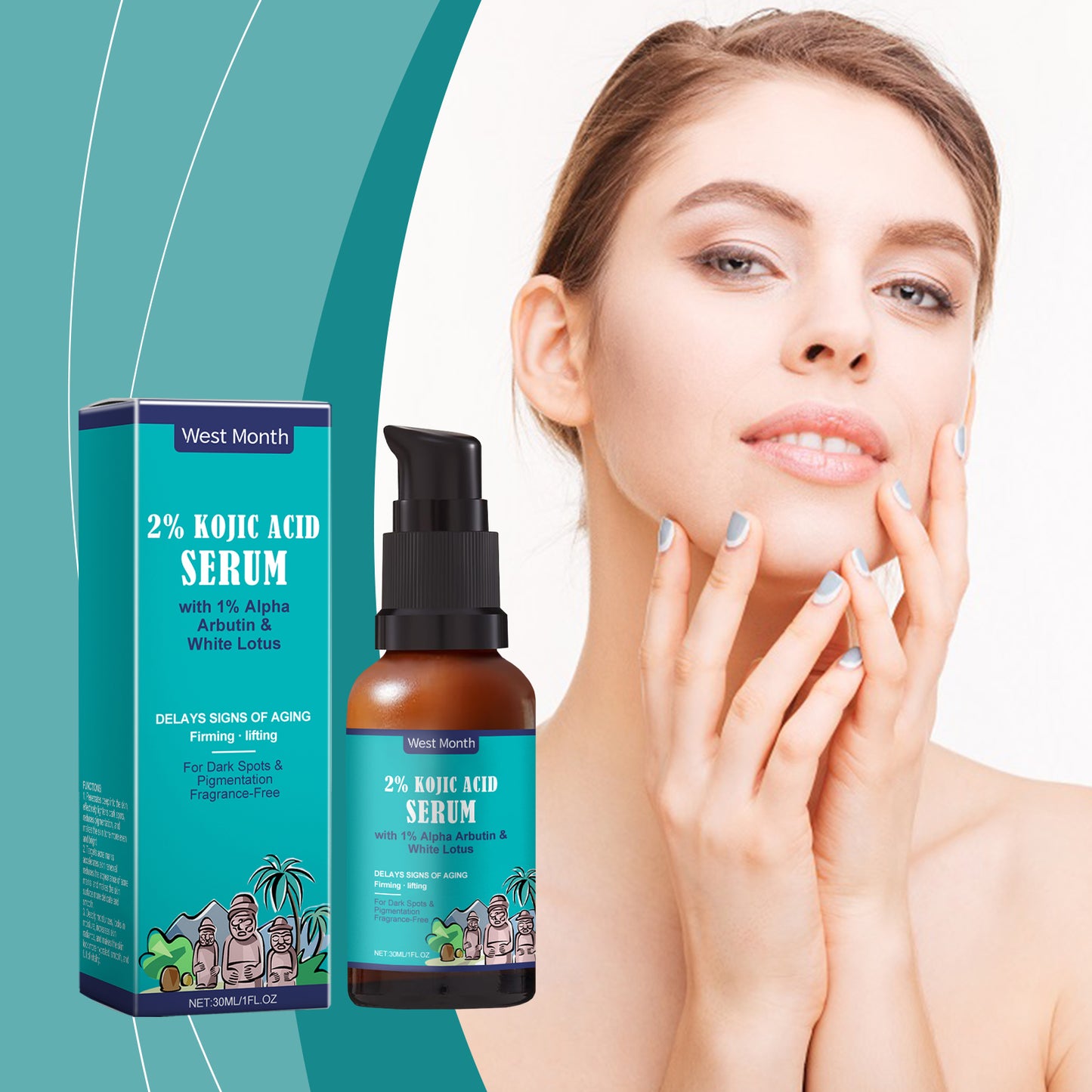 Kojic Acid Facial Serum - Moisturizing & Brightening Skin Care Essence 30ml