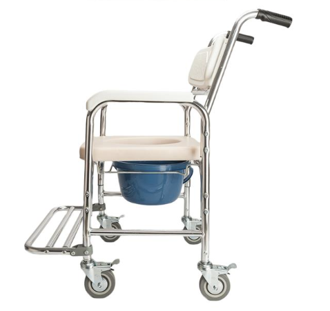 Portable Commode Chair with Soft Cushion - Aluminum Alloy Medical Toilet Seat
