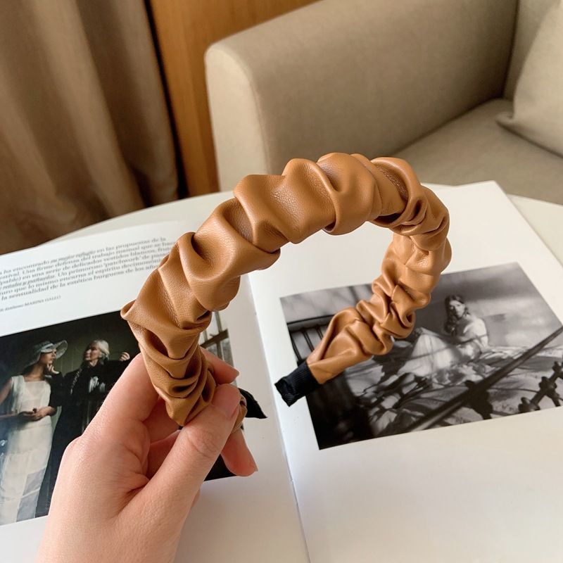 PU Leather Fold Hairpin Vintage Style Hair Band