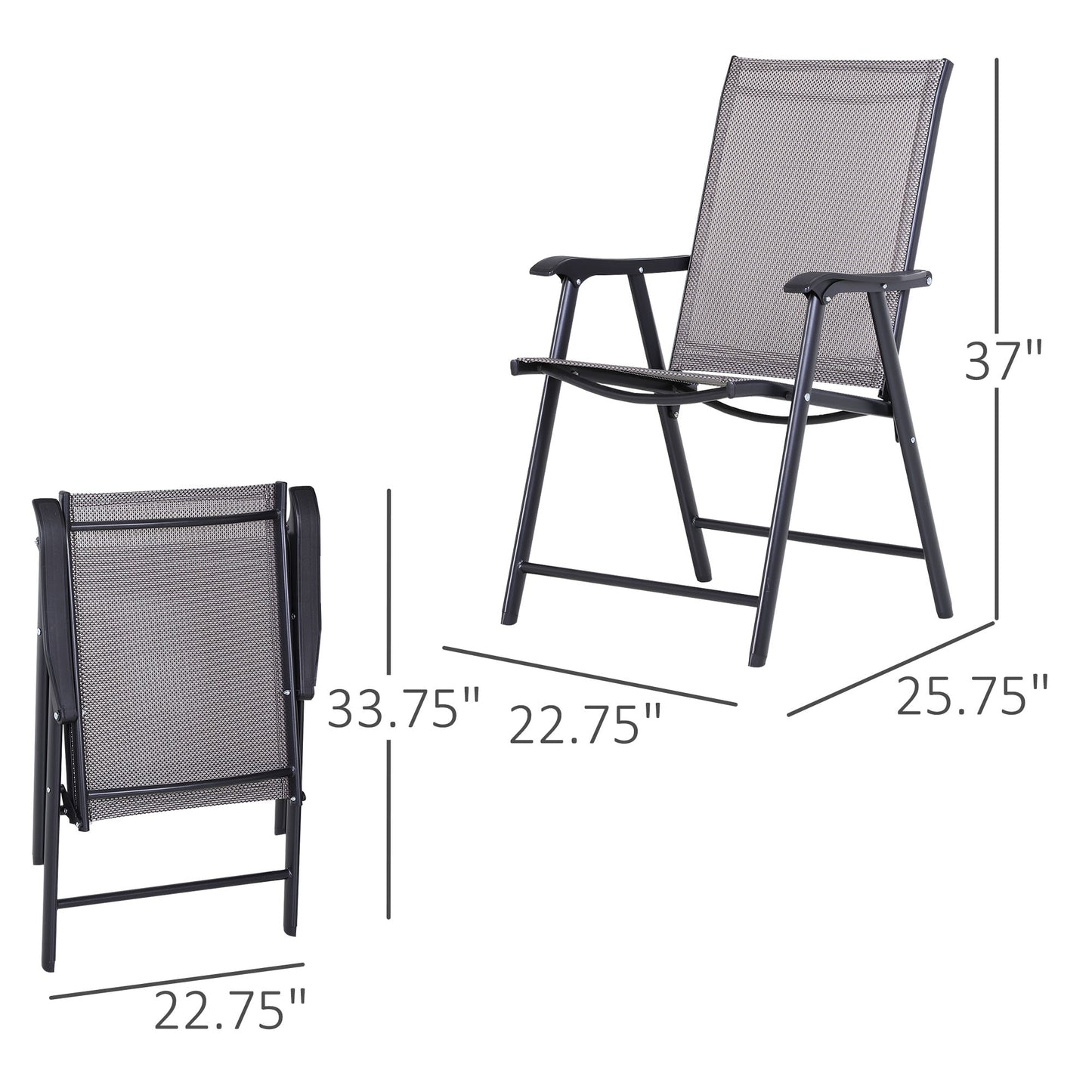 Outdoor Folding Chairs Set of 2 - Stackable Metal Patio Seating