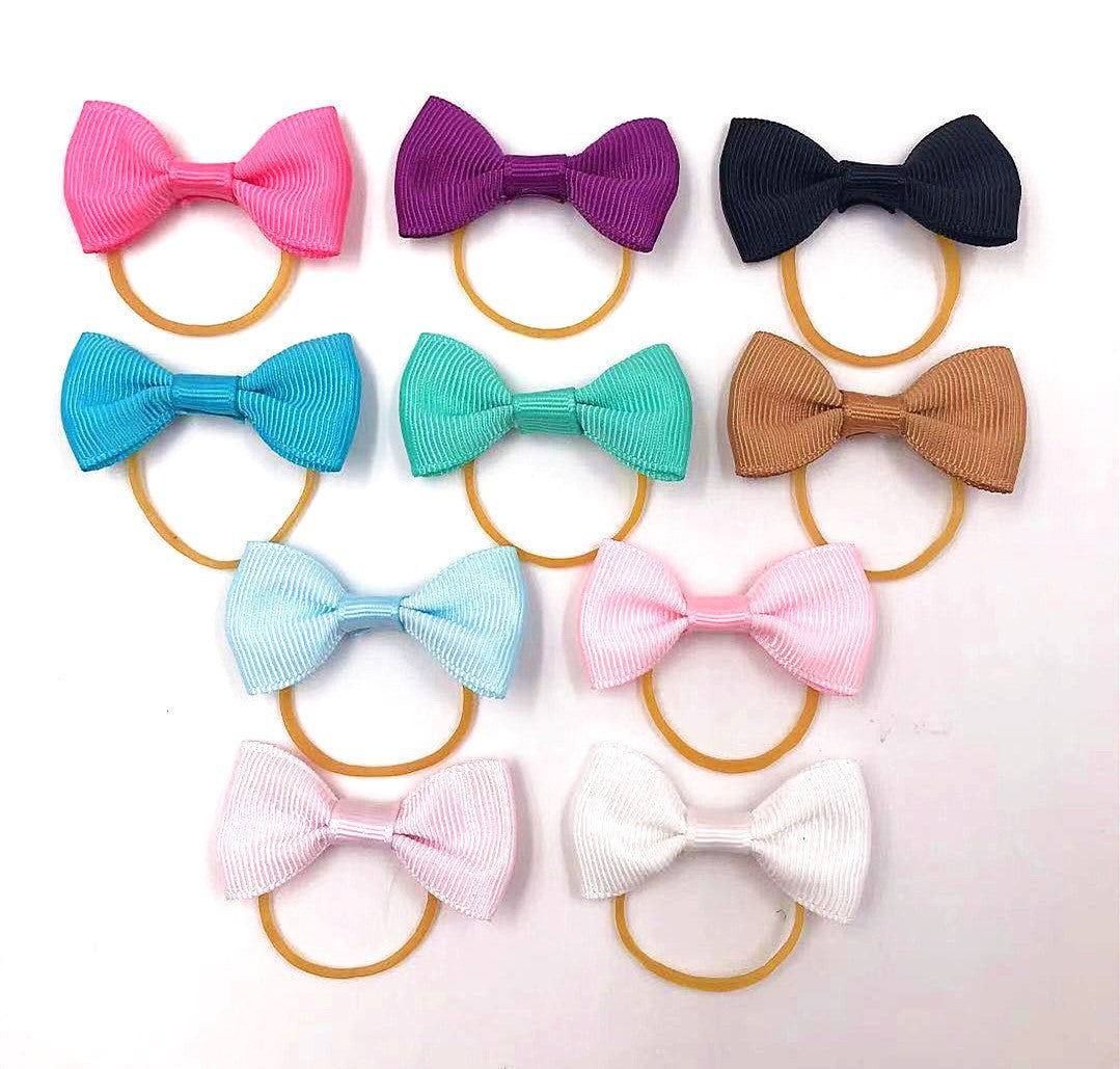 Dog Hair Bows with Rubber Bands - 20 Colors