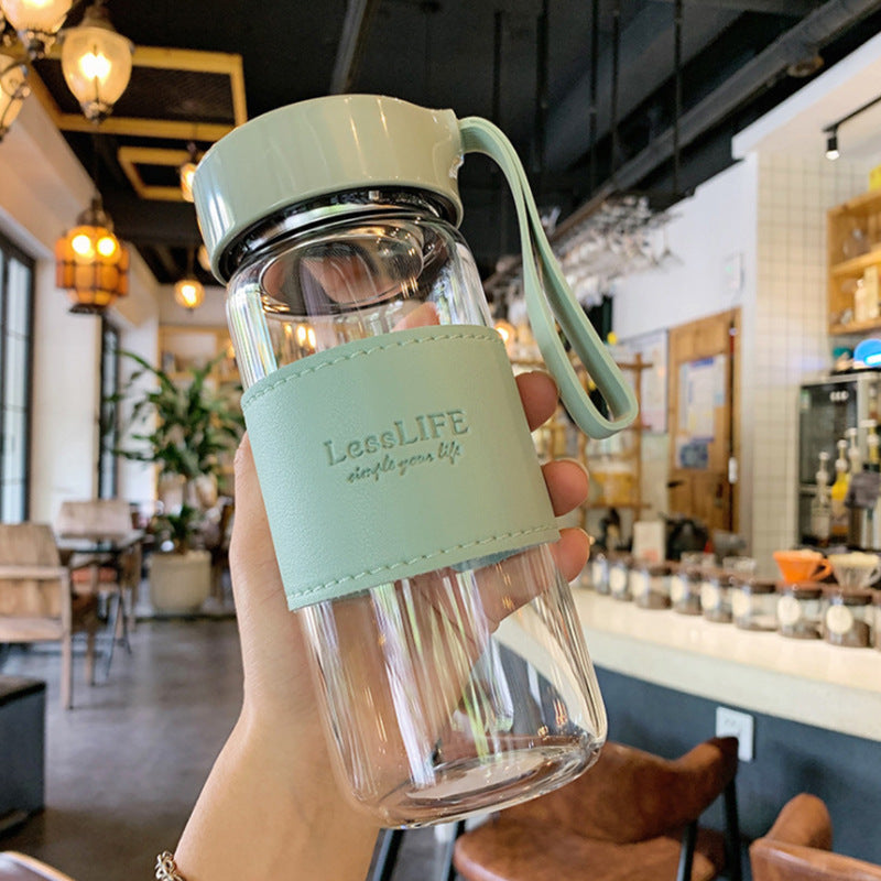 Heat-Resistant Glass Tea Cup with Lid 480ml Bubble Tea Glass Drinkware