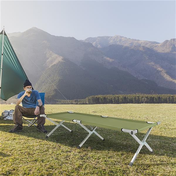 Portable Folding Camping Cot - Army Green, Lightweight Design