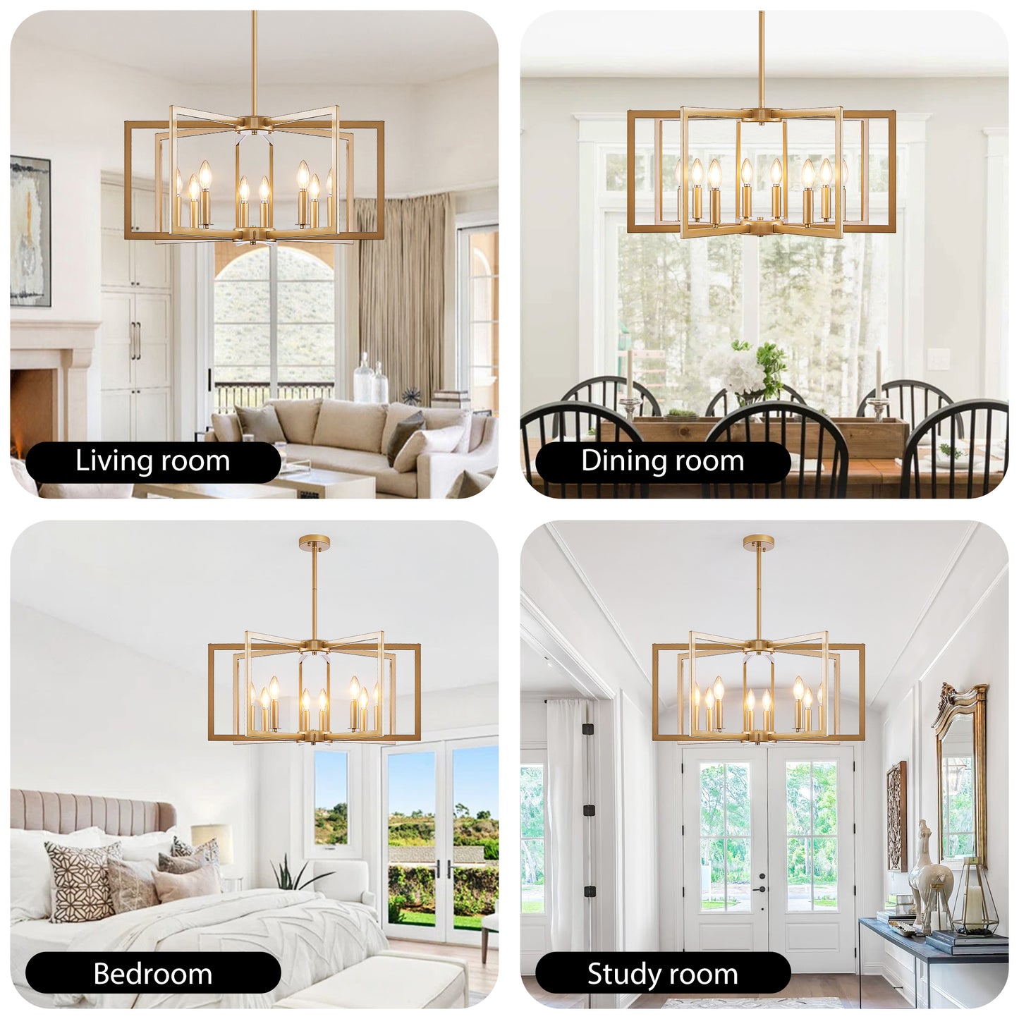 8-Light Modern Geometric Chandelier - Metal Pendant Light