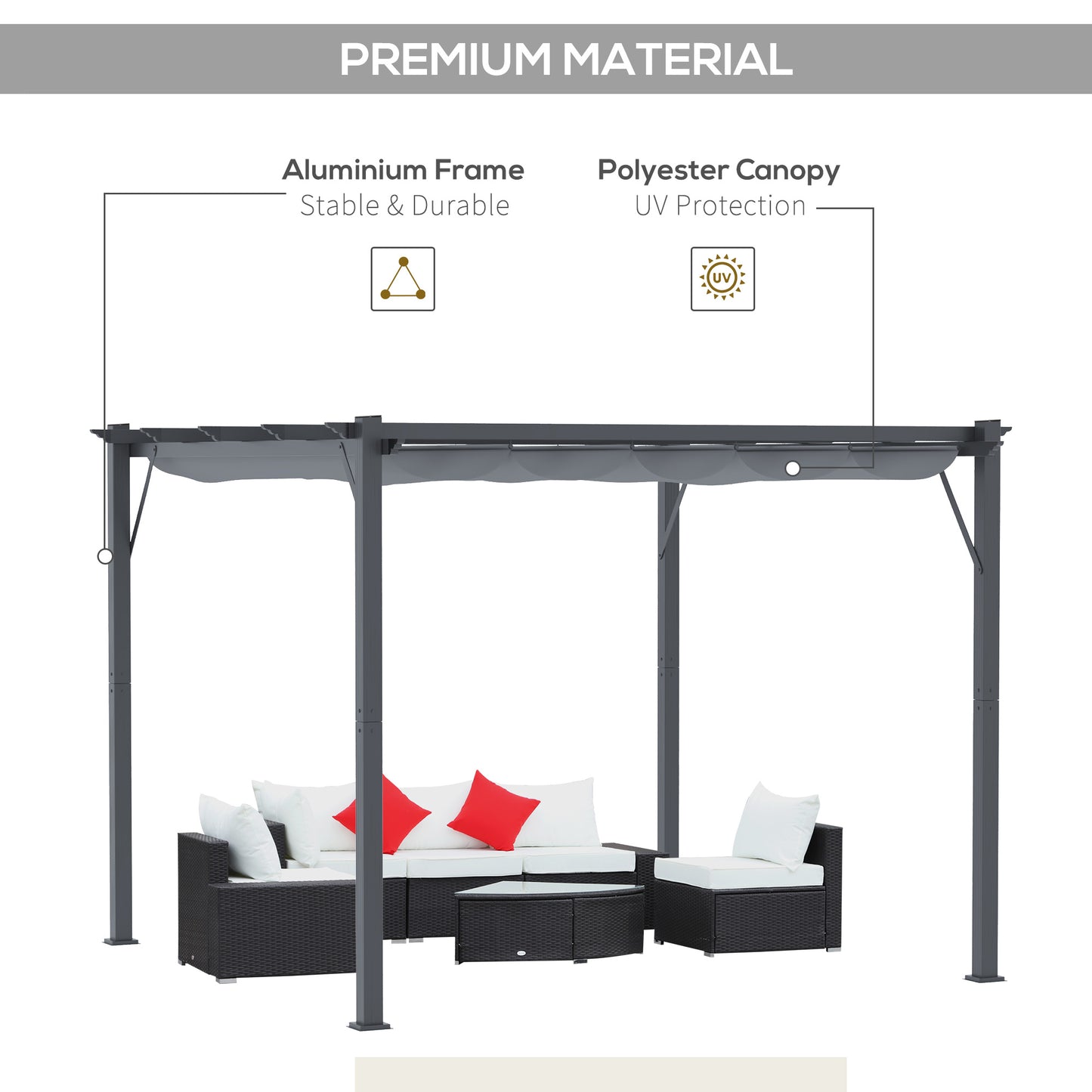Retractable Aluminum Pergola Canopy - Backyard Shade Shelter
