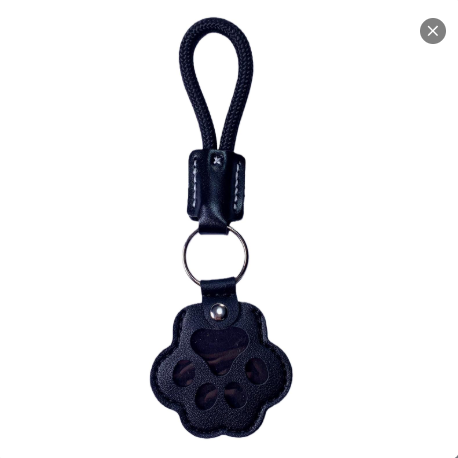 Pet Fur Memory Keepsake Leather Keychain for Dogs Cats Paw Design Memorial Gift