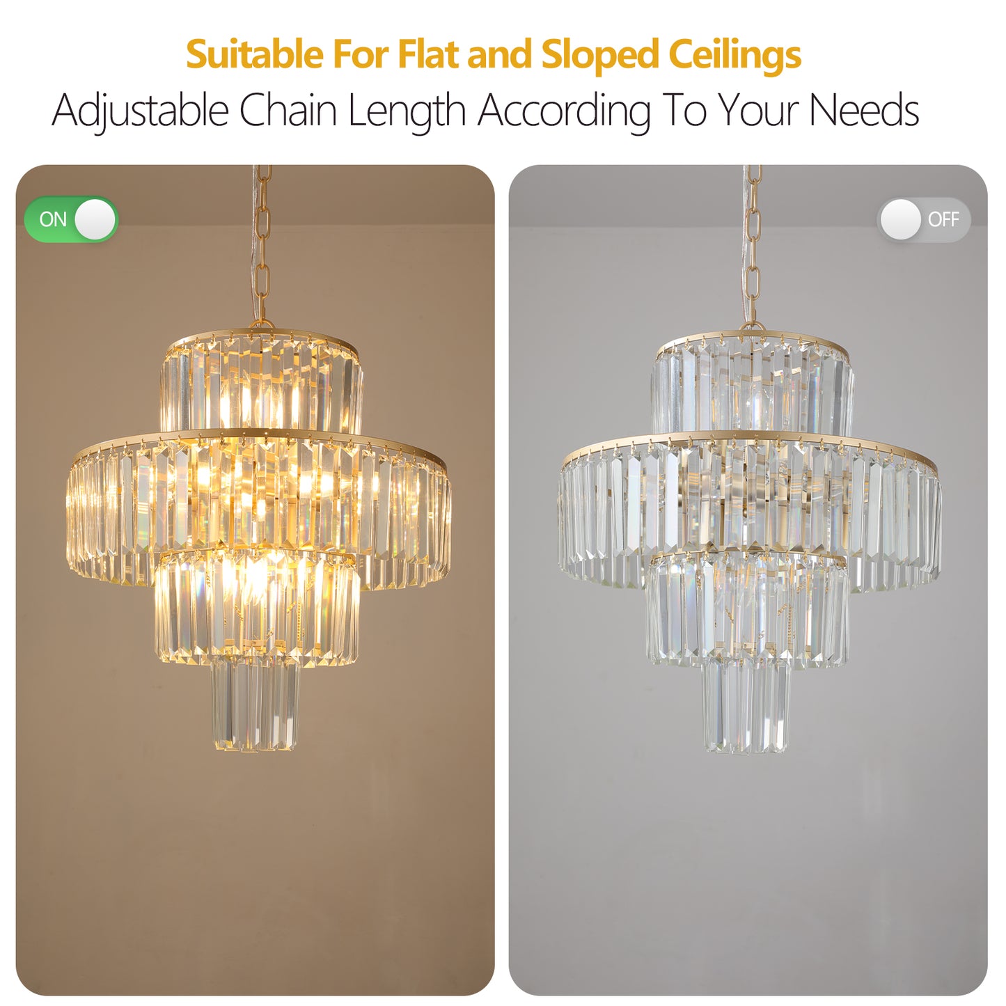 Elegant 20-Inch Crystal Chandelier - Gold 4-Tier Pendant Light