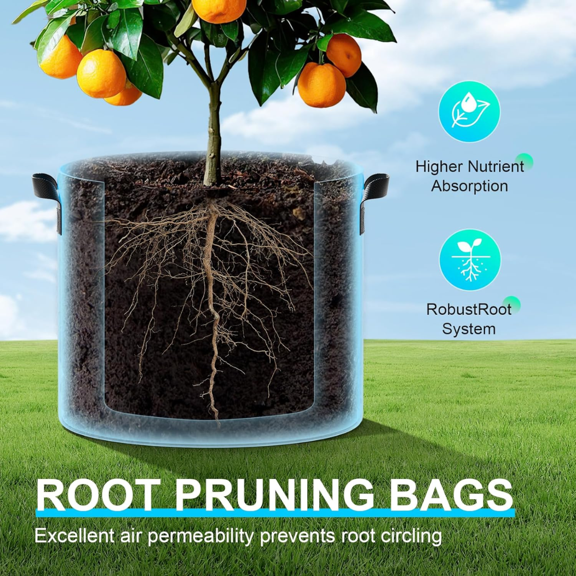 4 Pack 10 Gallon Fabric Grow Bags with Handles - Garden Planting Pots