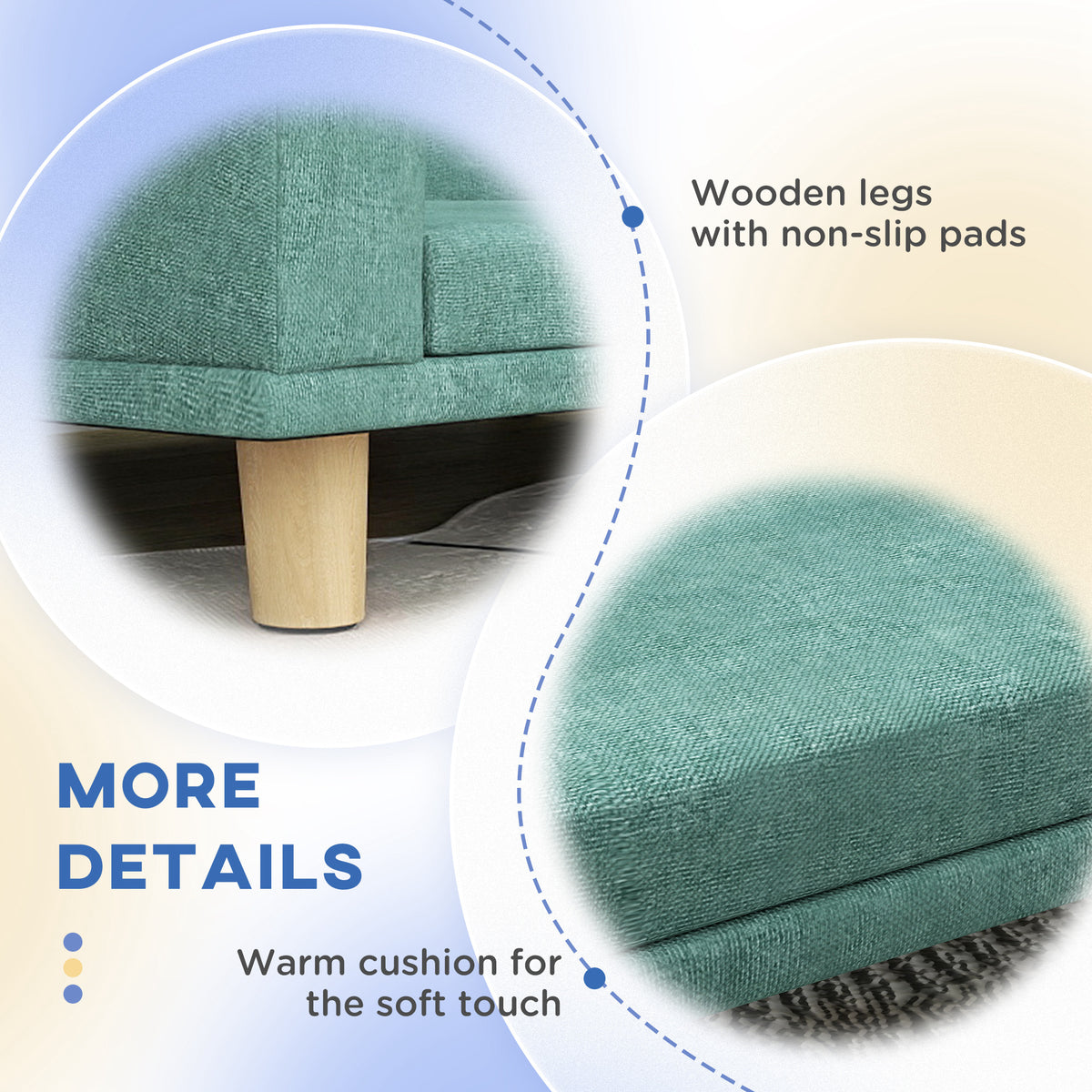 Large Dog Sofa Bed with Washable Cushion - Green Pet Couch & Lounge