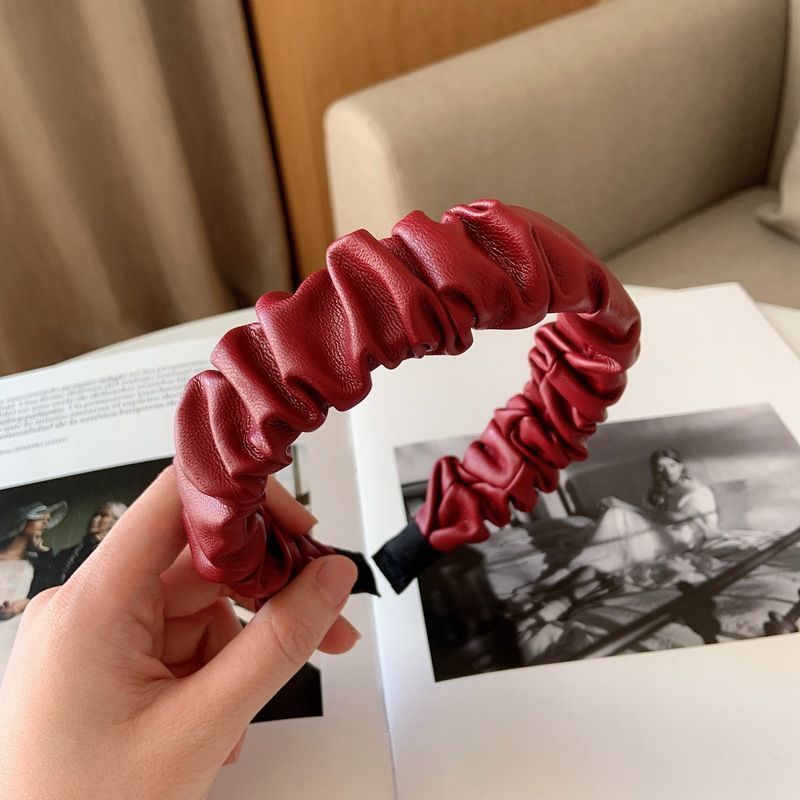 PU Leather Fold Hairpin Vintage Style Hair Band