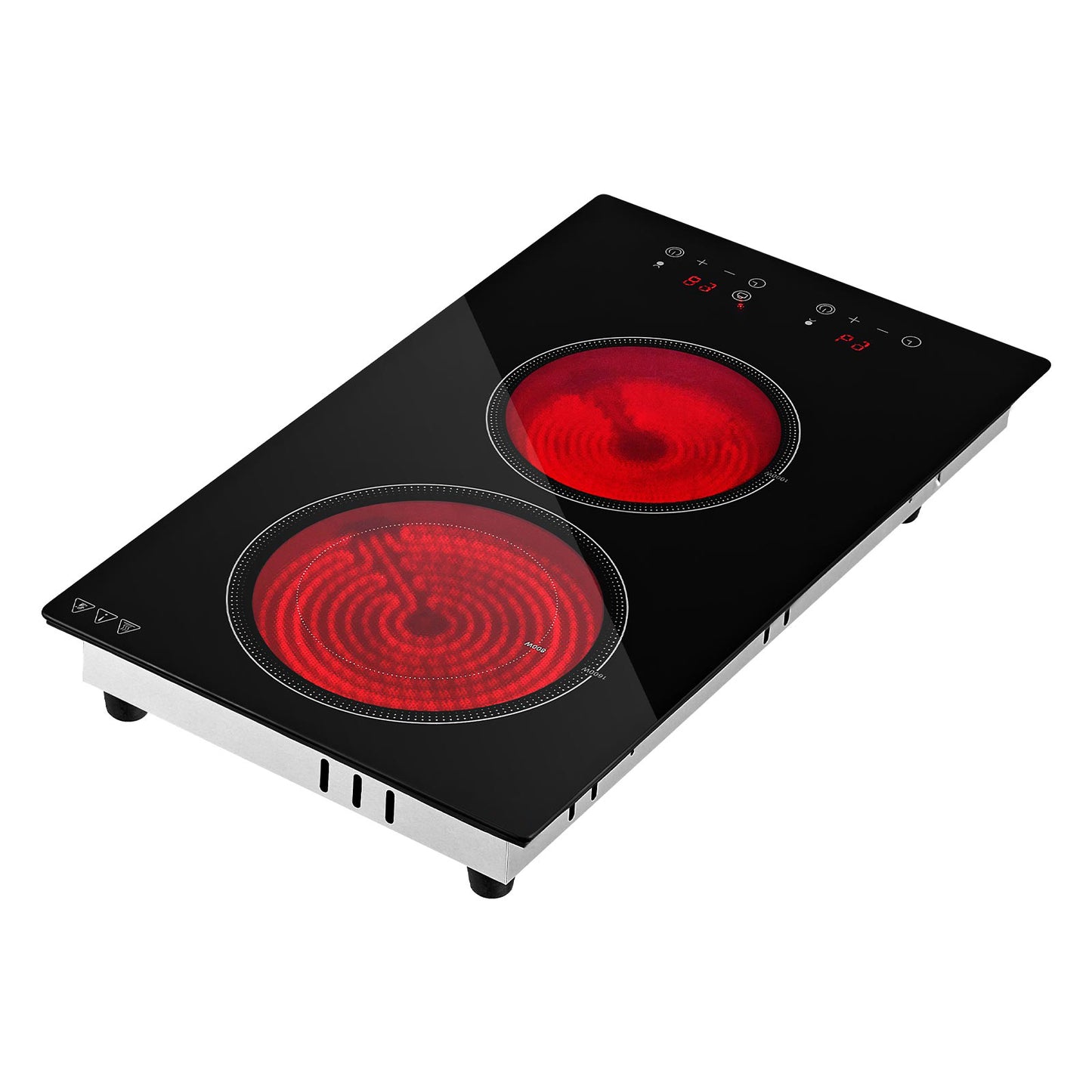 12-Inch Portable Electric Cooktop 2 Burners 1800W Touch Control Ceramic Stove