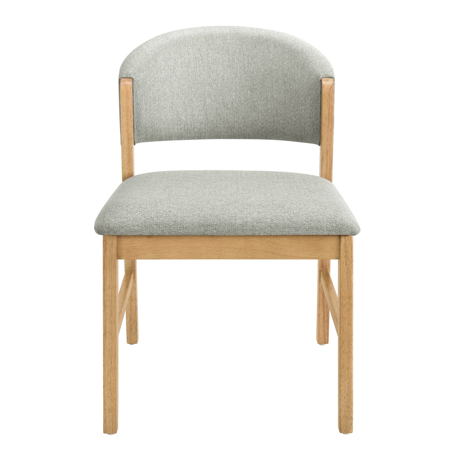 Set of 2 Mid-Century Modern Upholstered Dining Chairs - Grayish Green & Natural Oak