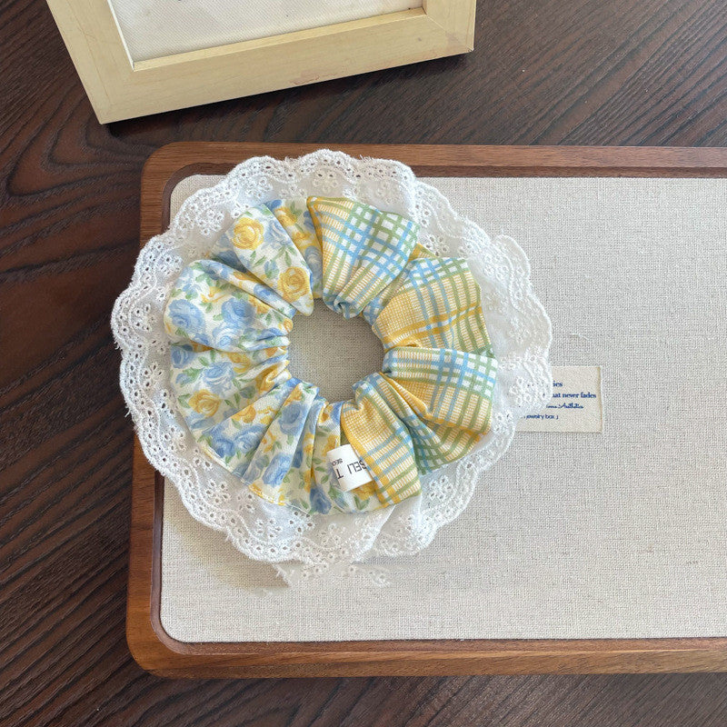 Floral Hair Ring with Fabric Design
