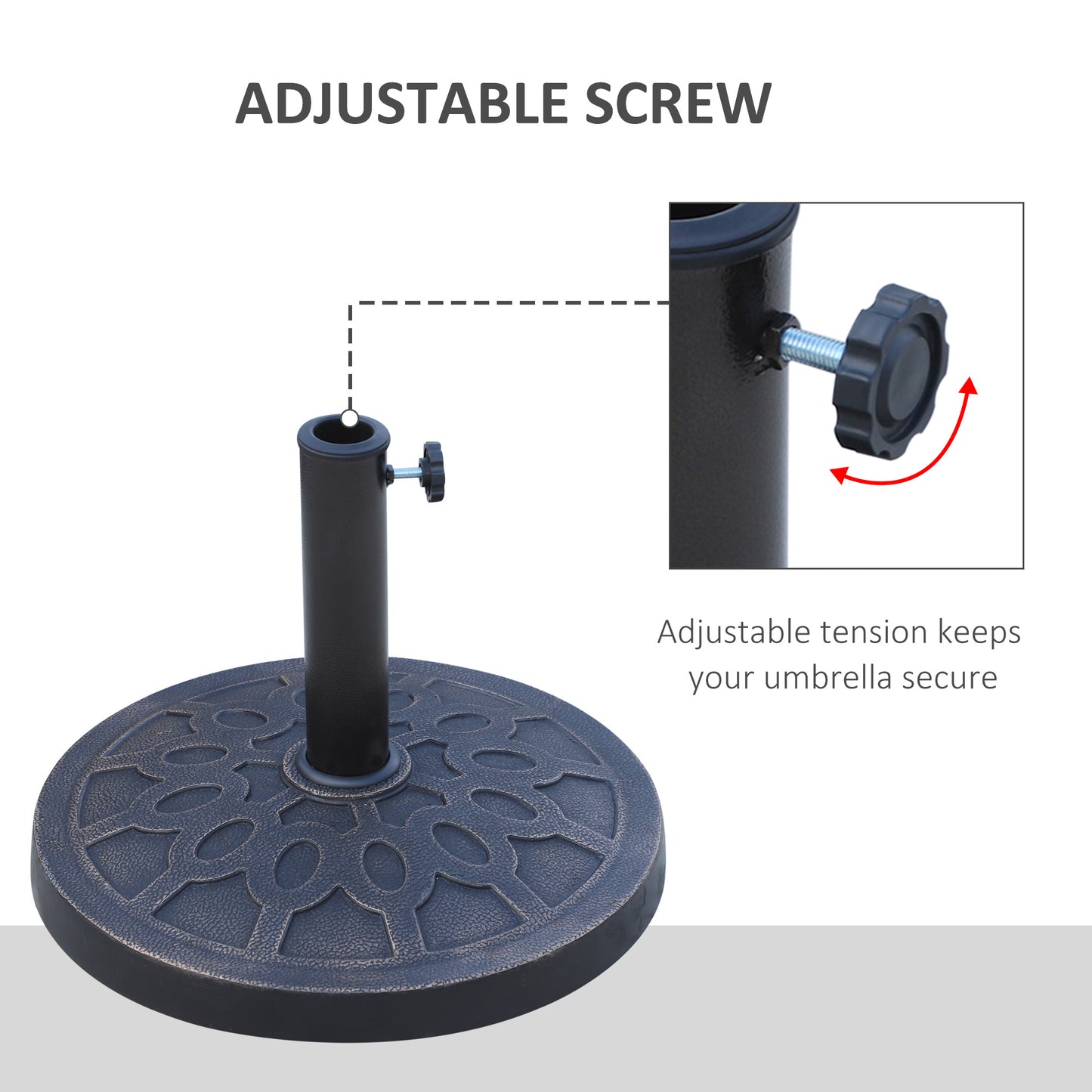 Round Resin Umbrella Base Stand - Decorative Bronze 26 lbs