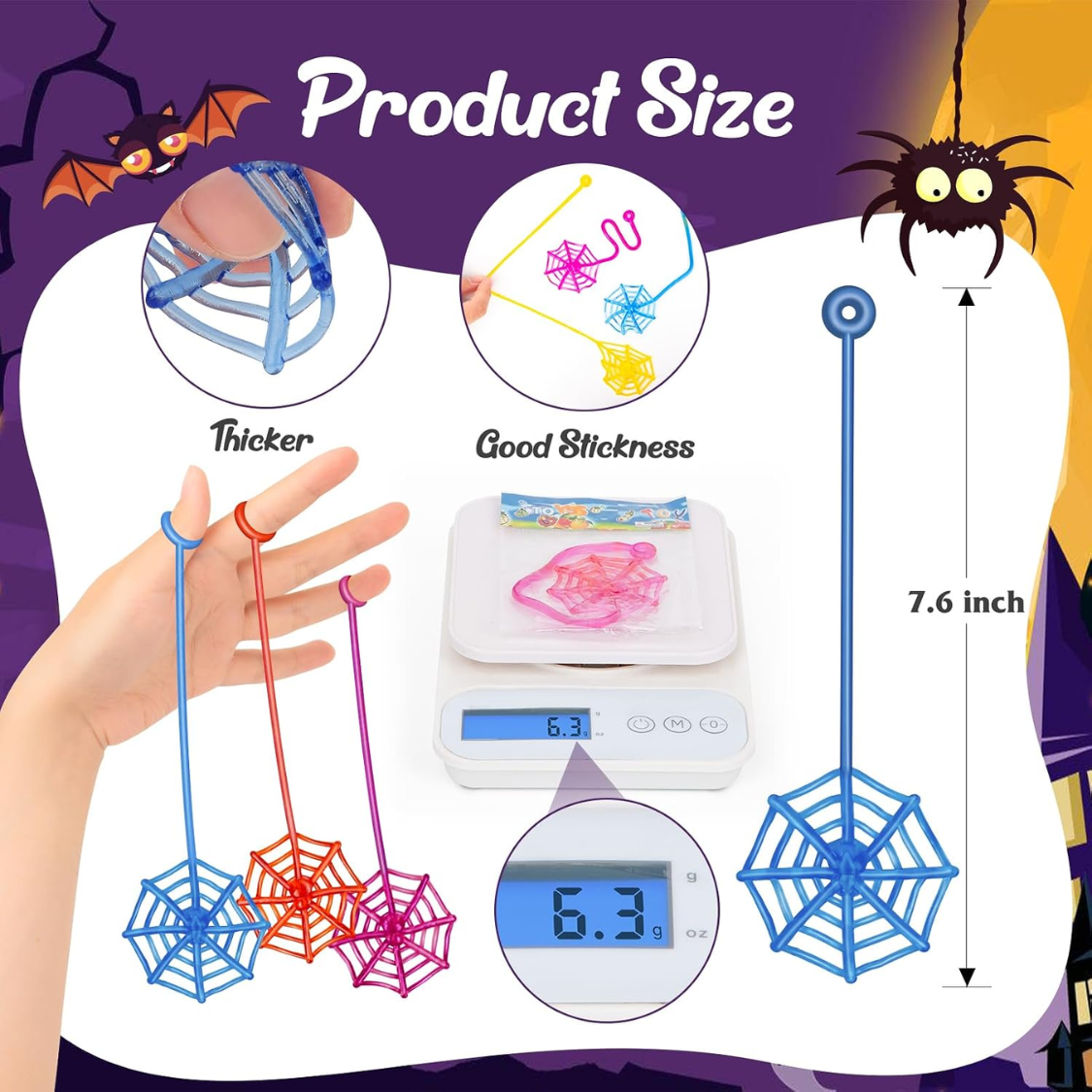30 Pcs Colorful Sticky Spider Web Hands - Halloween Party Favors