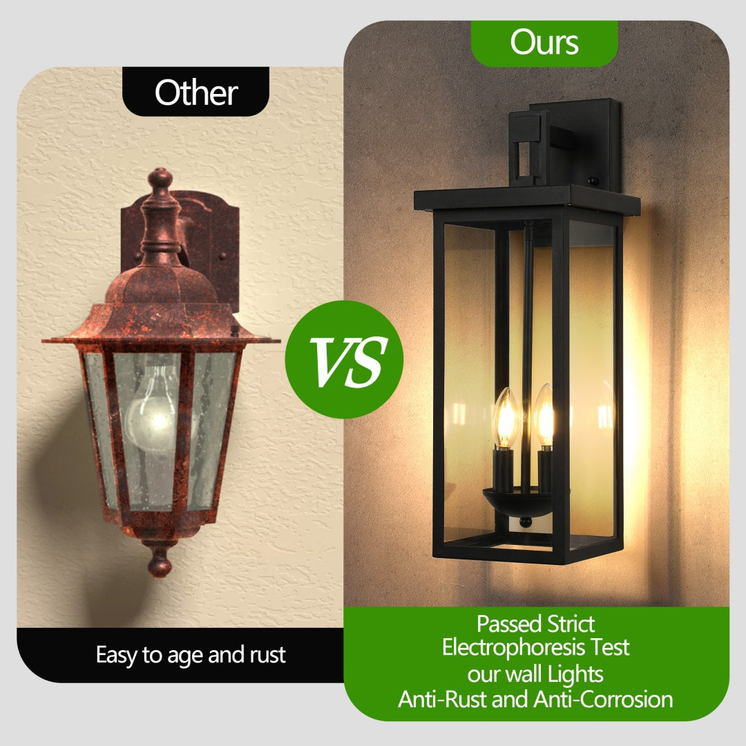 Outdoor Wall Lantern with Dusk to Dawn Sensor - Matte Black