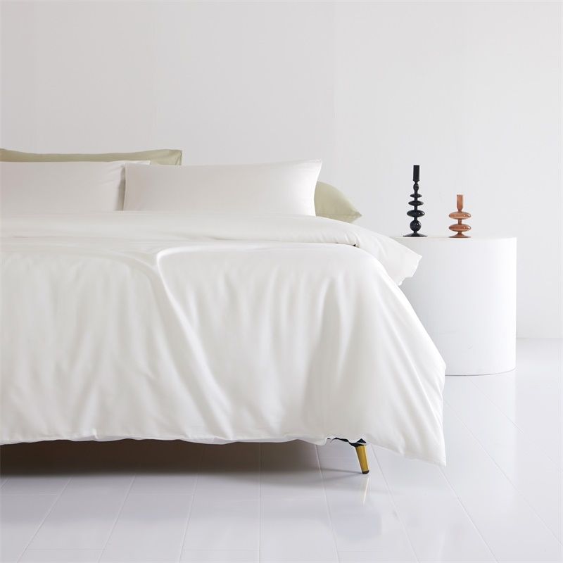 Cotton Comforter Bed Set with Pillowcases - White, Hotel Style, 4 Pieces