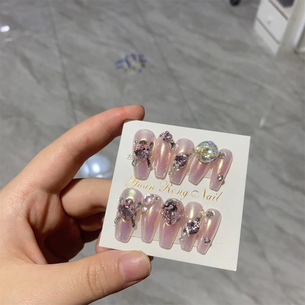 False Nail Stickers with Princess Heap Diamonds - Nail Art & Tips