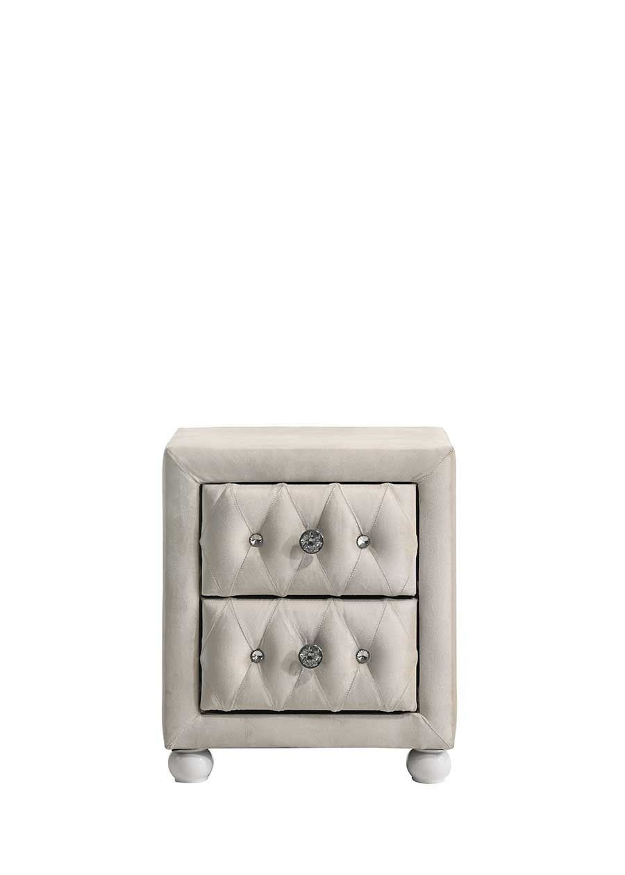 Reggie Beige Fabric Nightstand - Stylish & Functional Storage