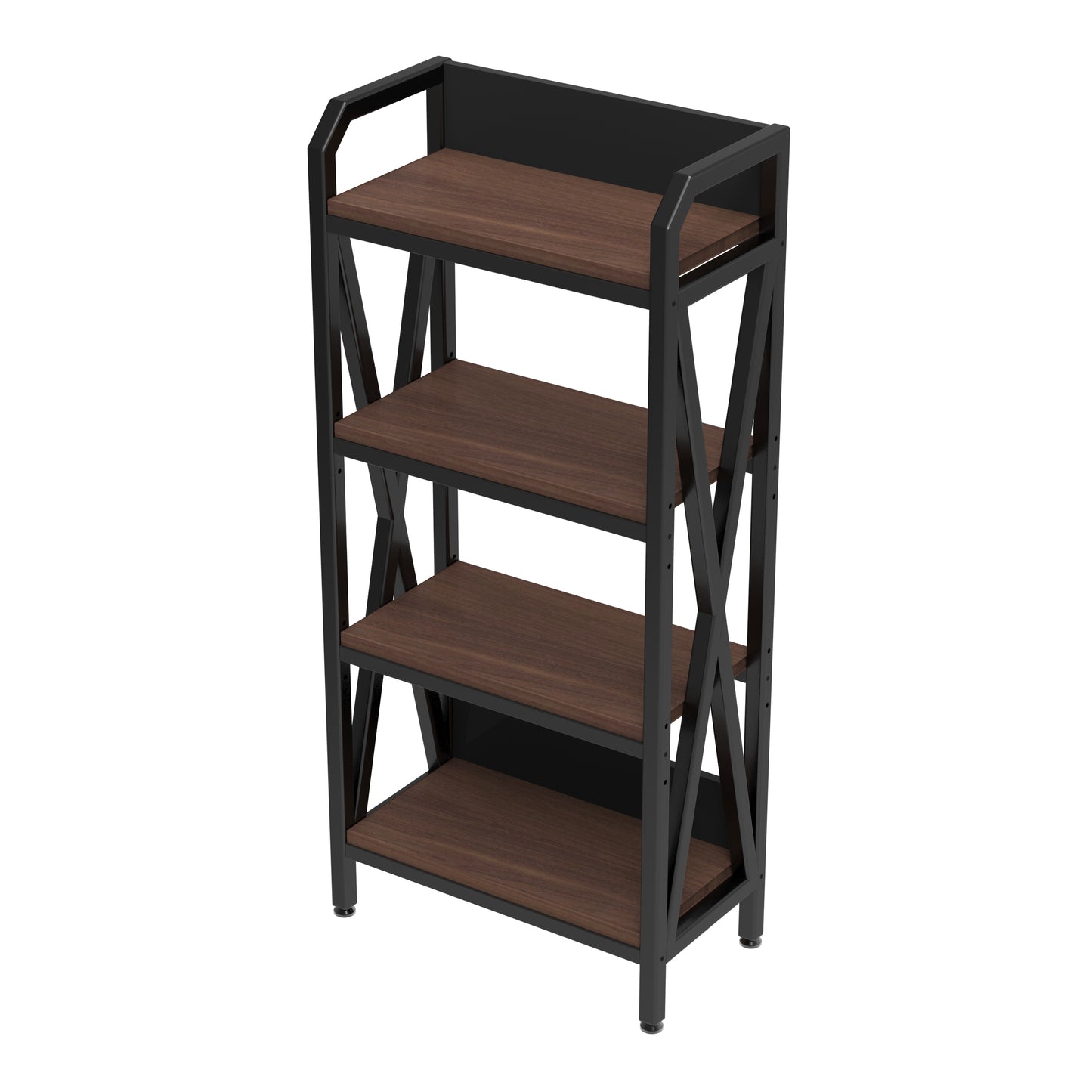 Black 56.3-Inch Metal & Wood Kitchen Storage Rack with 4 Adjustable Shelves