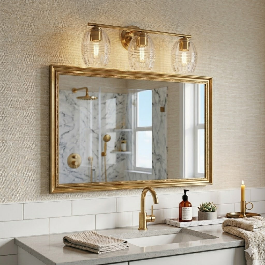 Luster Three Lights Vanity With Clear Glass For Bathrooms Above