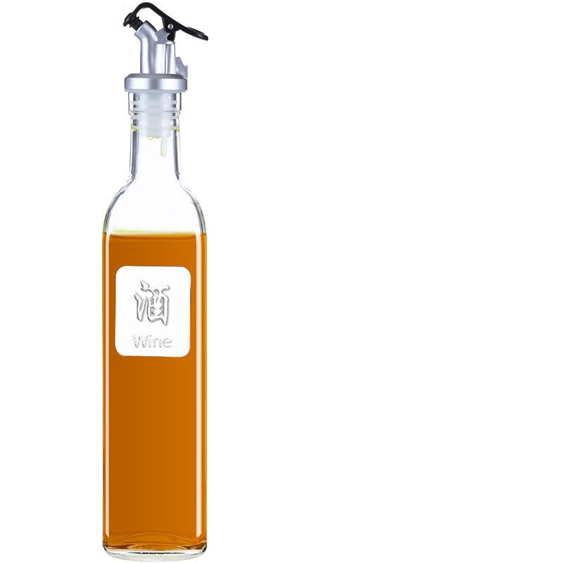 Glass Seasoning Bottle with Label and Plastic Nozzle - 500ml Kitchen Storage