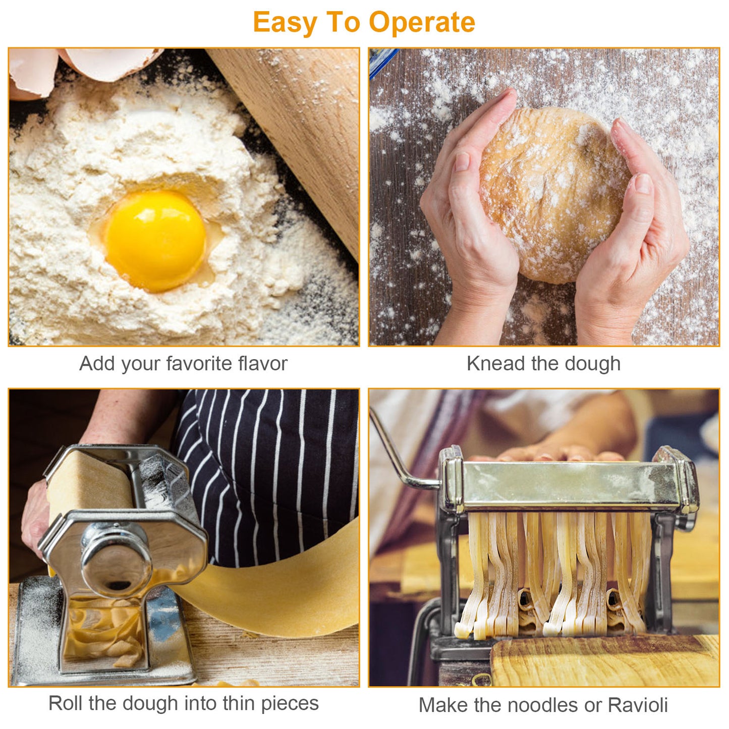 Stainless Steel Pasta Machine with 9 Thickness Settings