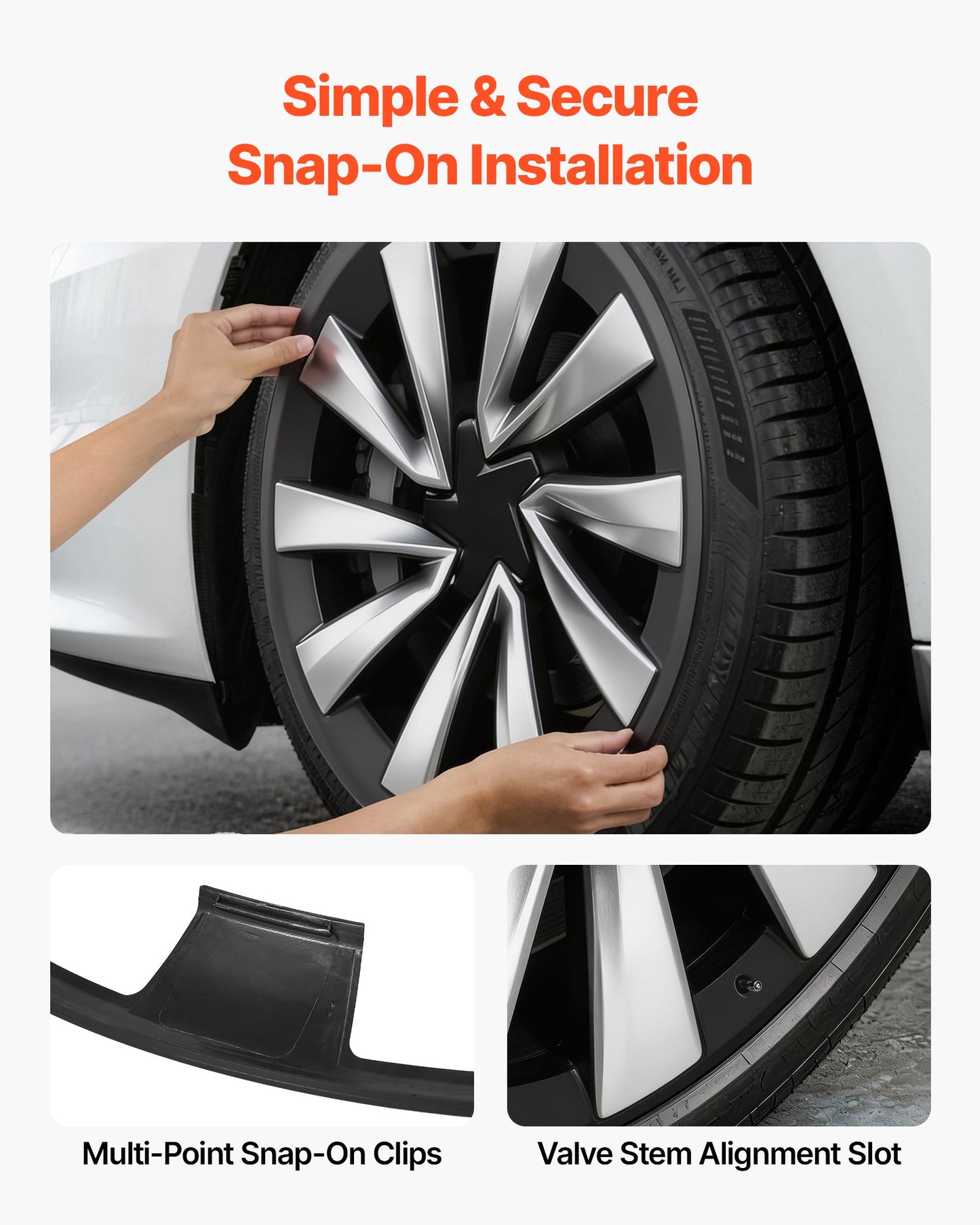 20 Inch Car Wheel Hubcaps for Tesla Model Y 2025 - Set of 4 Matte Black Replacement Rim Covers